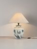 Lampka stołowa nocna biały abażur podstawa ceramiczna dekoracyjna na komodę Luces Exclusivas
